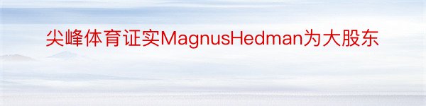 尖峰体育证实MagnusHedman为大股东