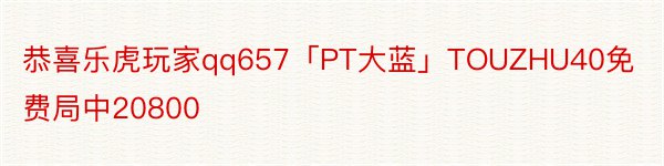 恭喜乐虎玩家qq657「PT大蓝」TOUZHU40免费局中20800